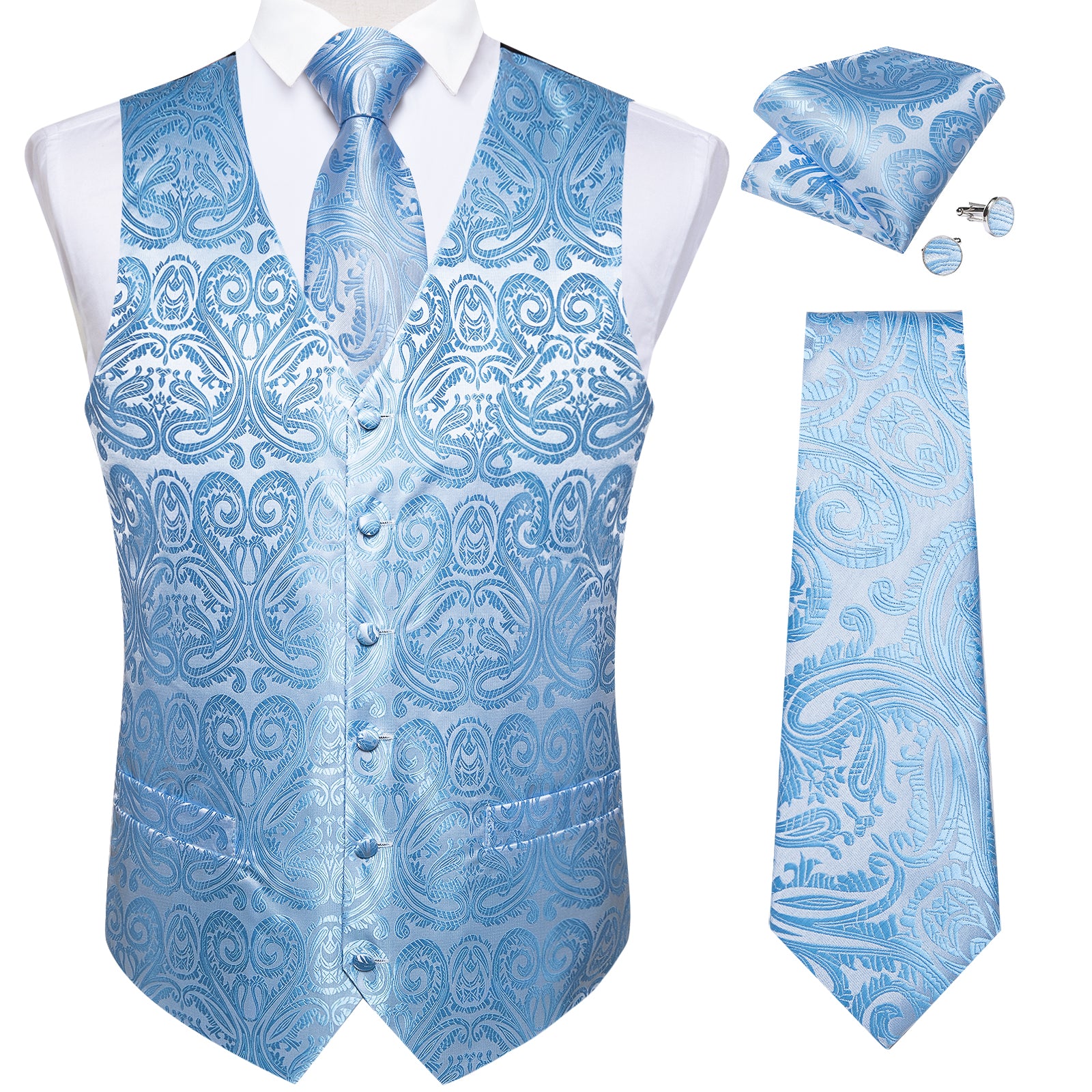 blue suit vest