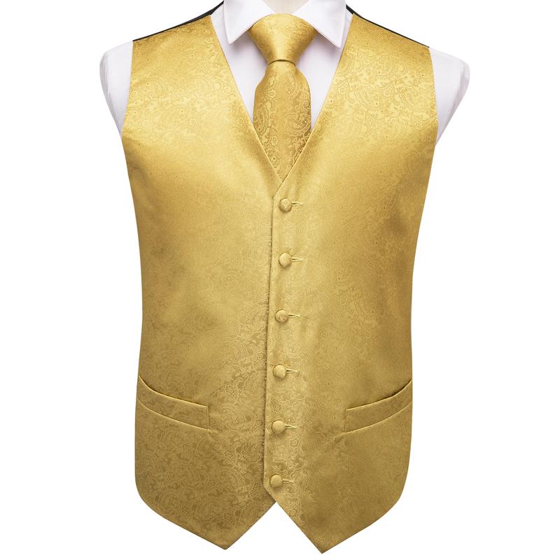 DiBanGu Paisley Vest en Formele Stropdas met Reversspeld DiBanGu Paisley Vest en Formele Stropdas met Reversspeld