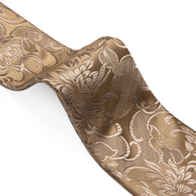Attractive Brown Floral Novelty Silk Tie Hanky Cufflinks Set