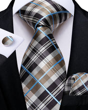 Black Green Striped Men's Tie Handkerchief Cufflinks Set