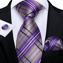 Purple Black Striped Silk Tie