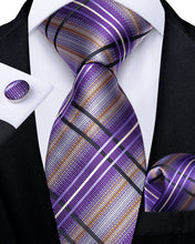 Purple Black Striped Silk Tie