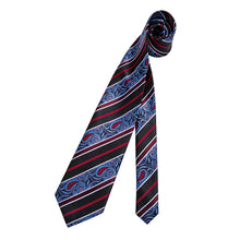 Black Red Stripe Blue Paisley Men's Silk Tie Handkerchief Cufflinks Set