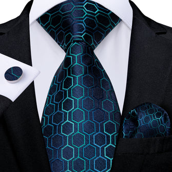 Blue Lattice Men's Tie Set