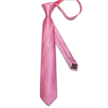 New Pink Solid Men's Tie Handkerchief Cufflinks Set