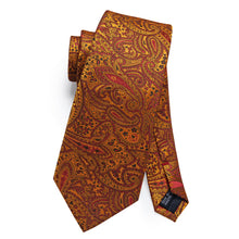 Golden brown Paisley Tie Hanky Cufflinks Set