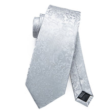 Silver Floral Tie Hanky Cufflinks Set