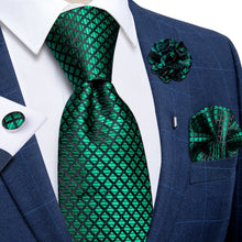 plaid black emerald green tie with suit tie flower Brooch
