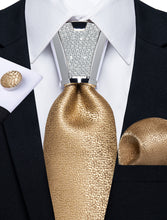 4PCS Champagne Gold solid Men's Tie Handkerchief Cufflinks Accessory Set