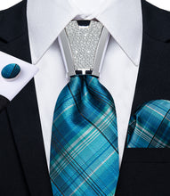 light blue white black striped silk mens standard tie width 8cm pocket square cufflinks set with mens tie accessory ring set