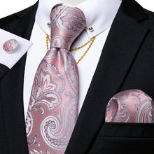 Pink Paisley Men's Tie Pocket Square Cufflinks with Collar Pin