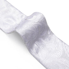 Attractive White Floral Novelty Silk Tie Hanky Cufflinks Set