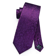 Purple Floral Tie Hanky Cufflinks Set