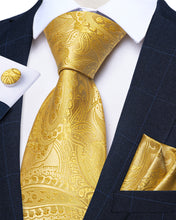 Attractive Gold Paisley Novelty Silk Tie
