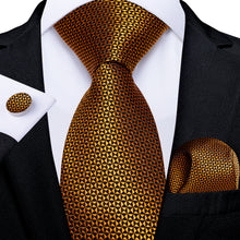 Brown Solid Silk Men's Tie Handkerchief Cufflinks Set