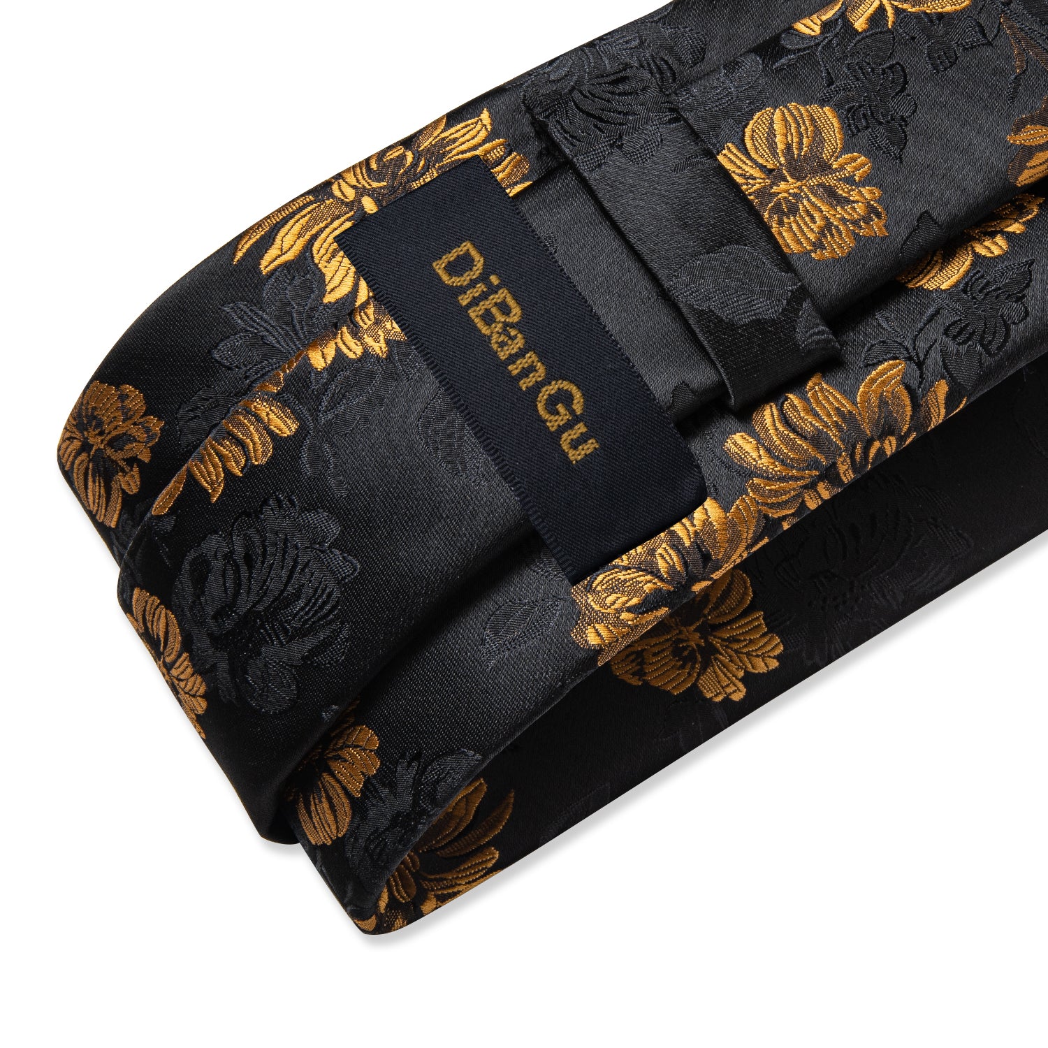 business dress silk mens gold floral black tie handkerchief cufflinks set