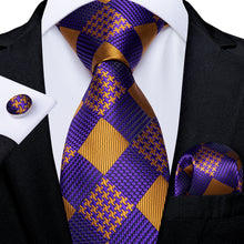 Purple Yellow Geometry Silk Men's Tie