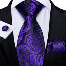 Purple Black Paisley Silk Tie 