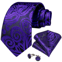 Purple Black Paisley Silk Tie 