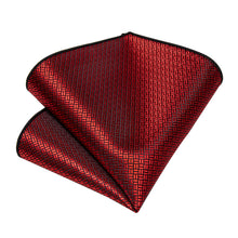 New Red Solid Men's Silk Tie Handkerchief Cufflinks Set