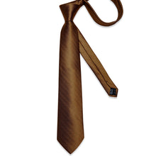 Brown Black Solid Men's Silk Tie Handkerchief Cufflinks Set