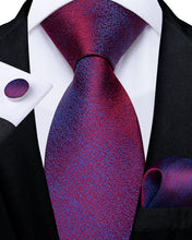 Purple Blue Solid Men's Silk Tie Pocket Square Cufflinks Set