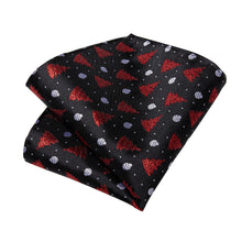 Christmas Black Christmas tree Men's Silk Tie Handkerchief Cufflinks Set