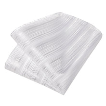 Luxury White Stripe Men's Tie Handkerchief Cufflinks Clip Set