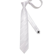 Luxury White Stripe Men's Tie Handkerchief Cufflinks Clip Set