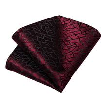 Luxury Claret Black Solid Stripe Men's Tie Handkerchief Cufflinks Clip Set