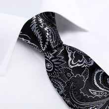 Classy Black Silver Floral Men's Tie