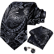 Classy Black Silver Floral Men's Tie