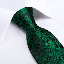 Classy Green Floral Men's Tie Pocket Square Cufflinks Set