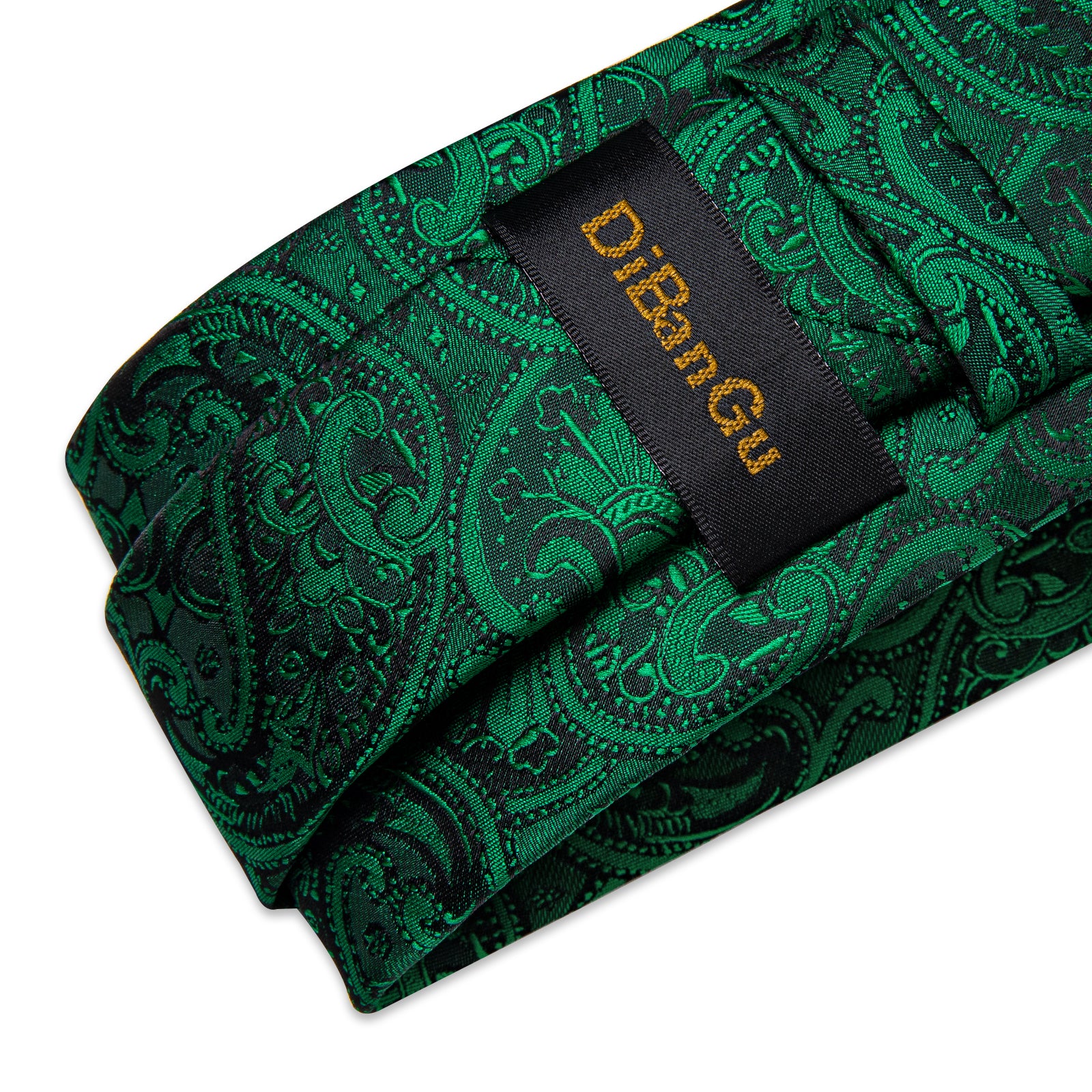 Classy Green Floral Men's Tie Pocket Square Cufflinks Clip Set