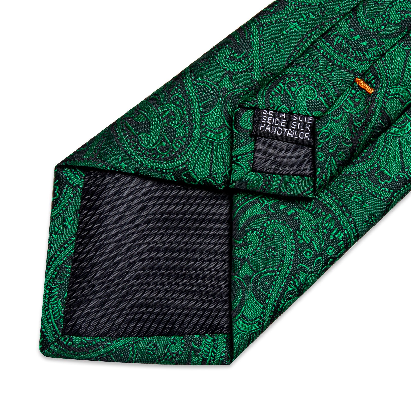 Classy Green Floral Men's Tie Pocket Square Cufflinks Clip Set
