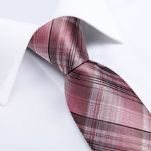Classy Pink White Stripe Men's Tie Pocket Square Cufflinks Clip Set