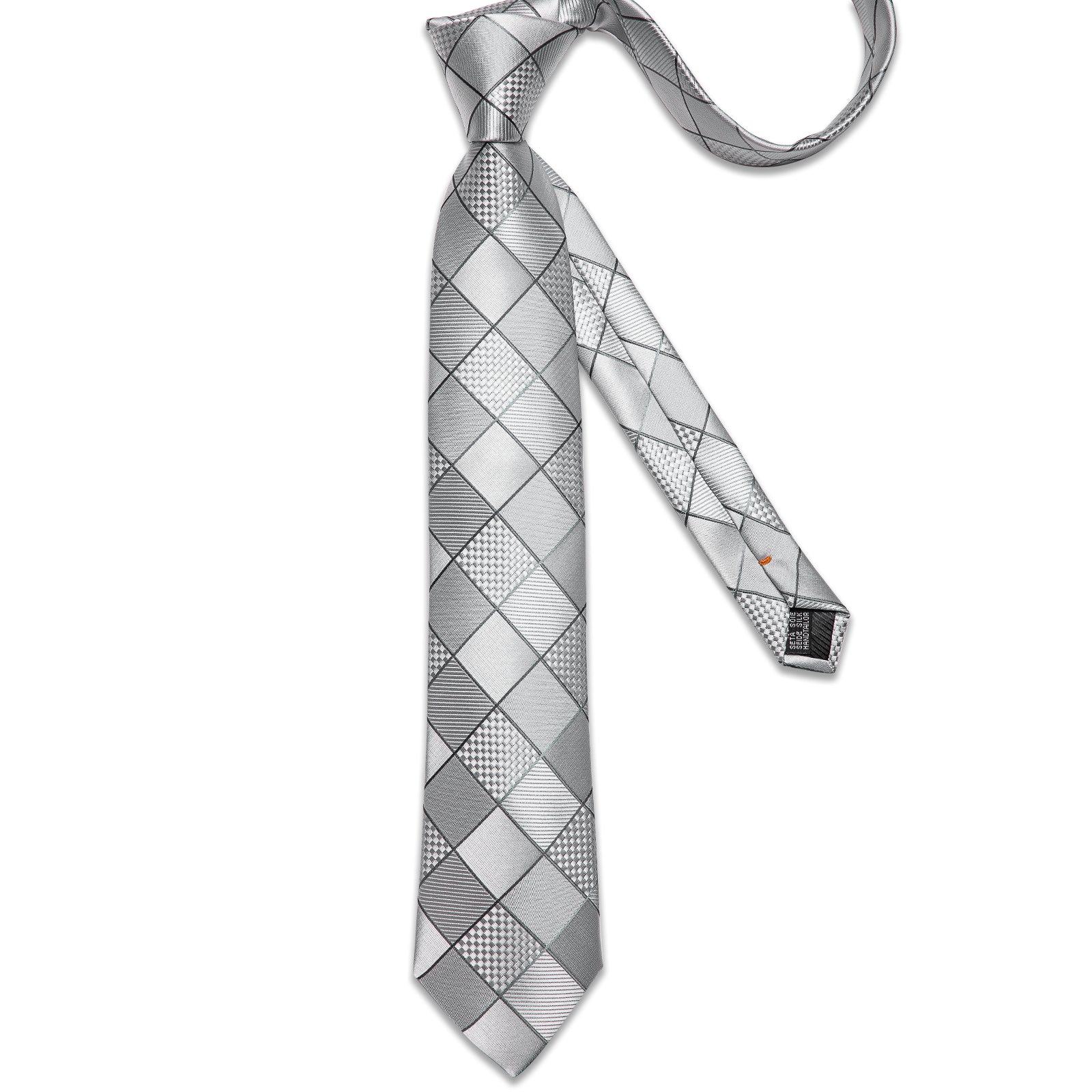 deep grey plaid silk mens business tie