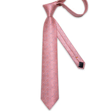 Classy Pink Lattice Floral Men's Tie Pocket Square Cufflinks Clip Set
