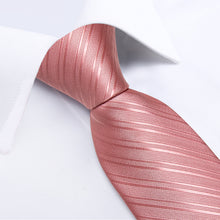 Classy Pink Stripe Men's Tie Pocket Square Cufflinks Set