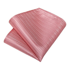 Classy Pink Stripe Men's Tie Pocket Square Cufflinks Clip Set