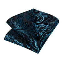Light Blue Floral Men's Tie Pocket Square Cufflinks Set