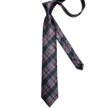 Grey Pink Stripe Men's Tie Pocket Square Cufflinks Set