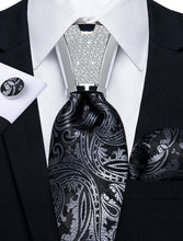 high quality black silver paisley silk mens wedding ties for groom