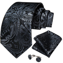 Black Silver Floral Men's Tie 