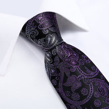  Black Purple Floral Silk Tie 