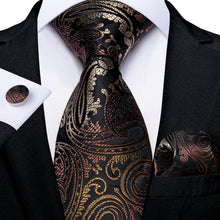 Claret Golden Floral Men's Tie Pocket Square Cufflinks Set