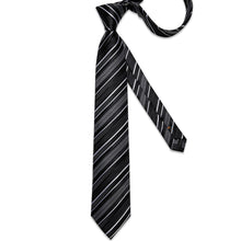 Black White Stripe Men's Tie 