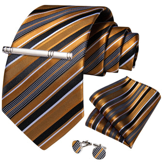 Champagne Black Stripe Men's Tie