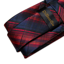 Blue Red Stripe Men's Tie Handkerchief Cufflinks Clip Set