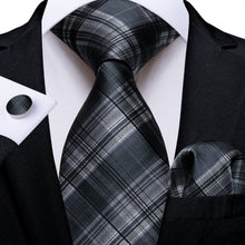 Grey Black Stripe Silk Tie 